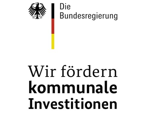Logo mit der Aufschrift: Wir fördern kommunale Investitionen - Die Bundesregierung
